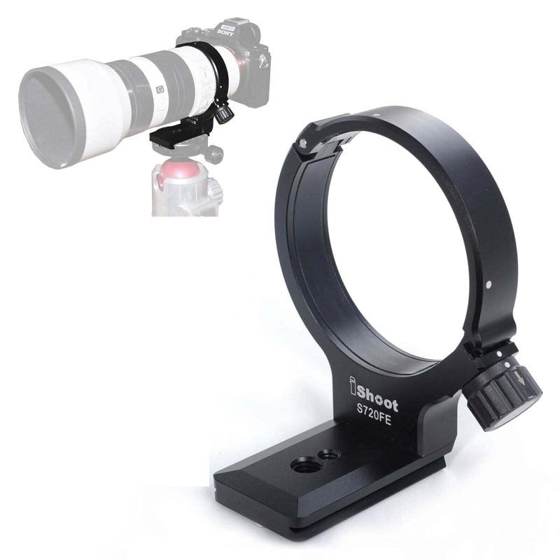 iShoot Camera Metal Lens Collar Foot Tripod Mount Ring for Sony FE 70-200mm f/4 G OSS Lens SEL70200G, Built-in ARCA Swiss Type Quick Release Plate with 1/4" and 3/8" Screw Holes - Image 1